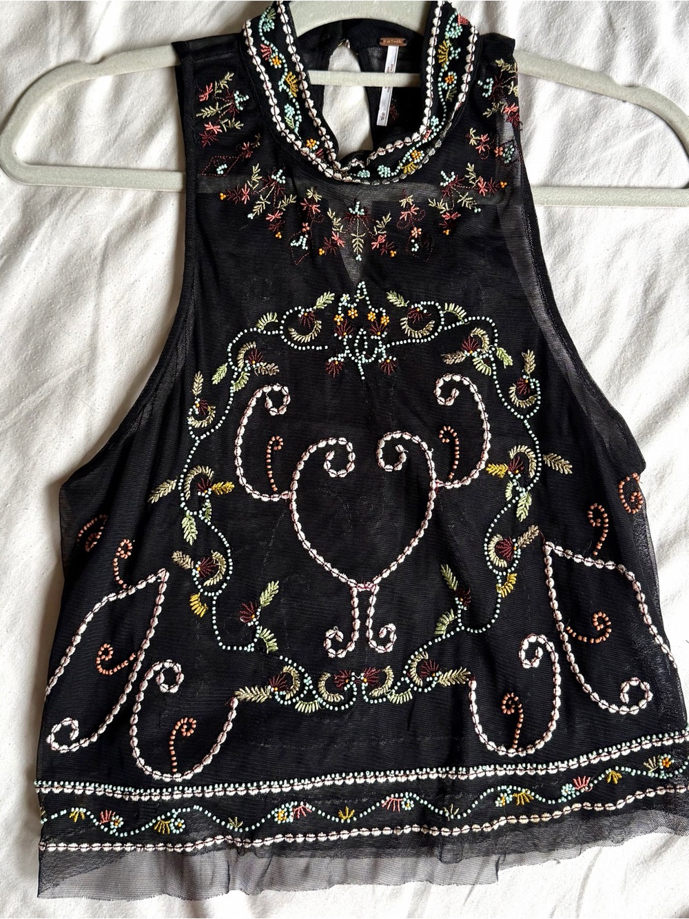 Free People Beaded Embroidered Top